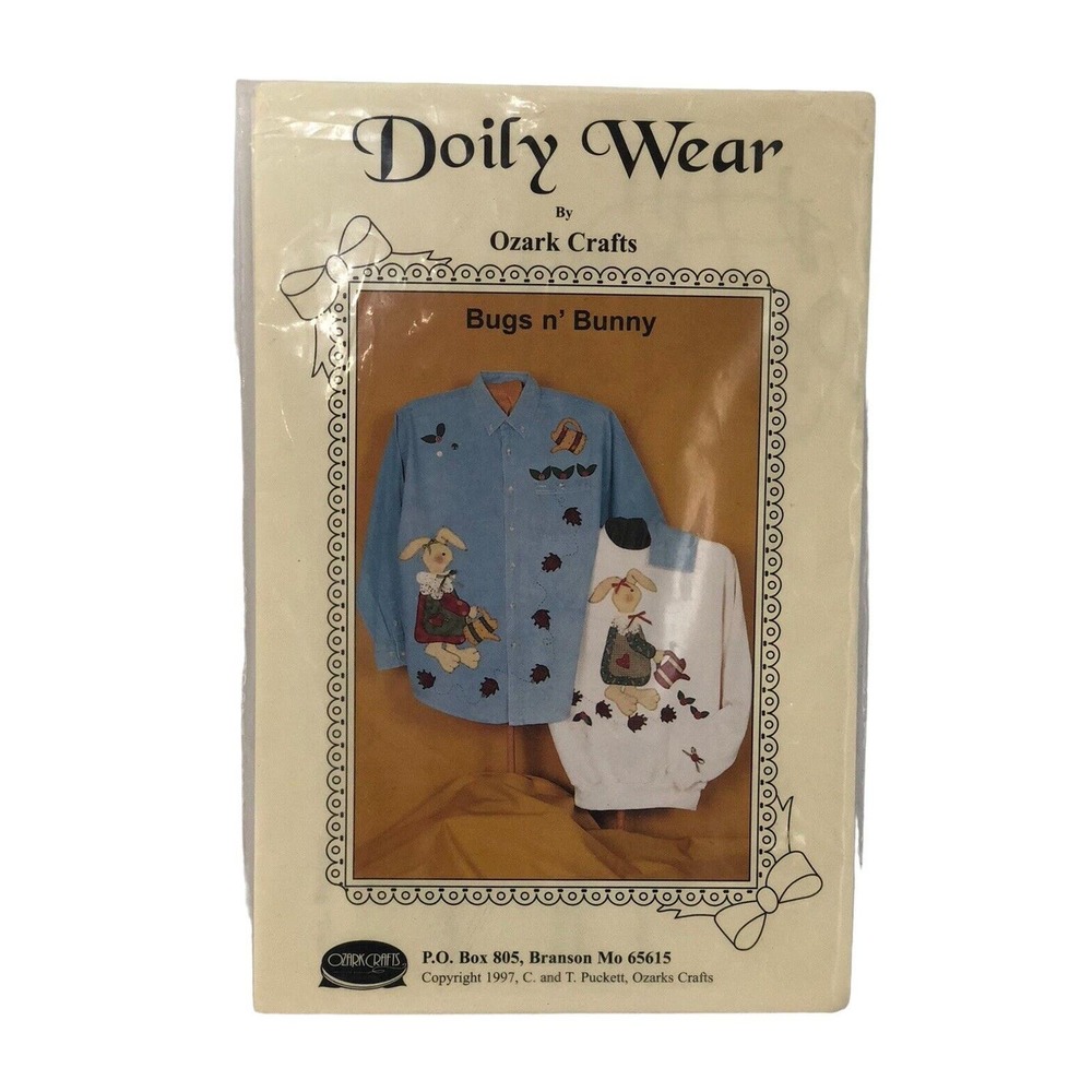 Vtg Doily Wear Ozark Crafts Sweatshirt Applique Pattern 839 Bugs N' Bunny Easter